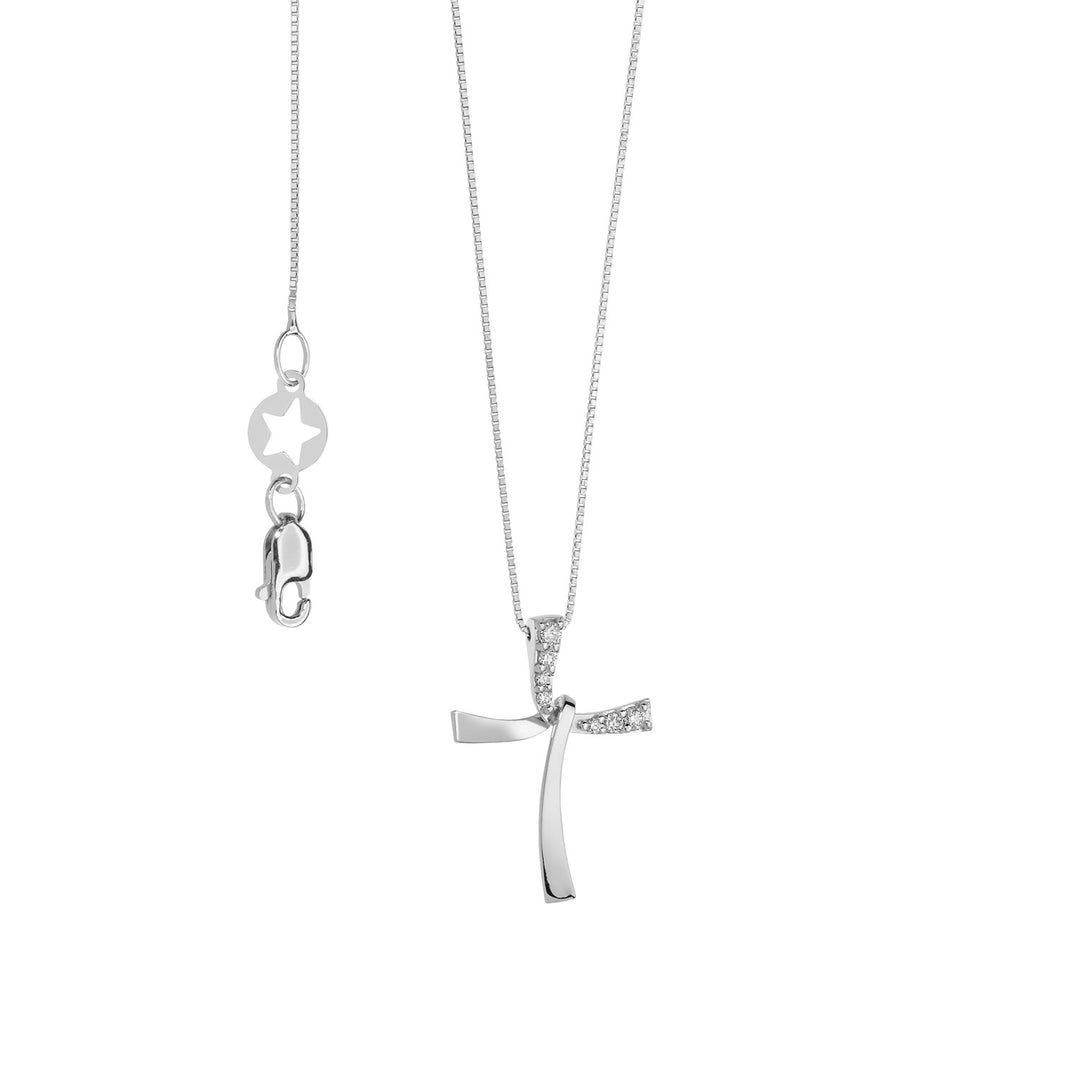 Comete Gold- und Diamant-Kreuz-Halskette GLB1563