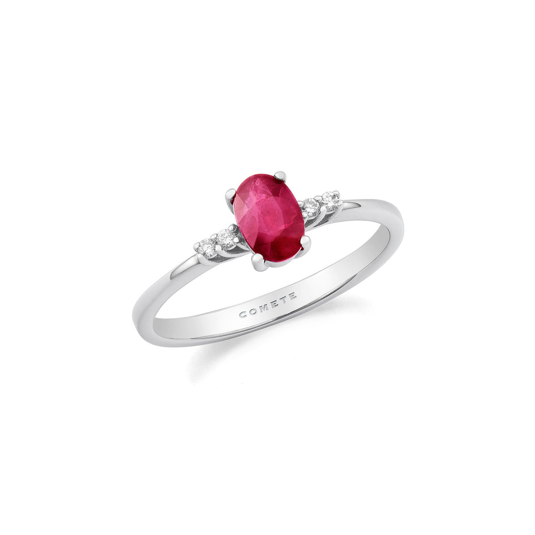 Comete Anello Oro e Diamanti bianchi, Rubino ovale ANB2687