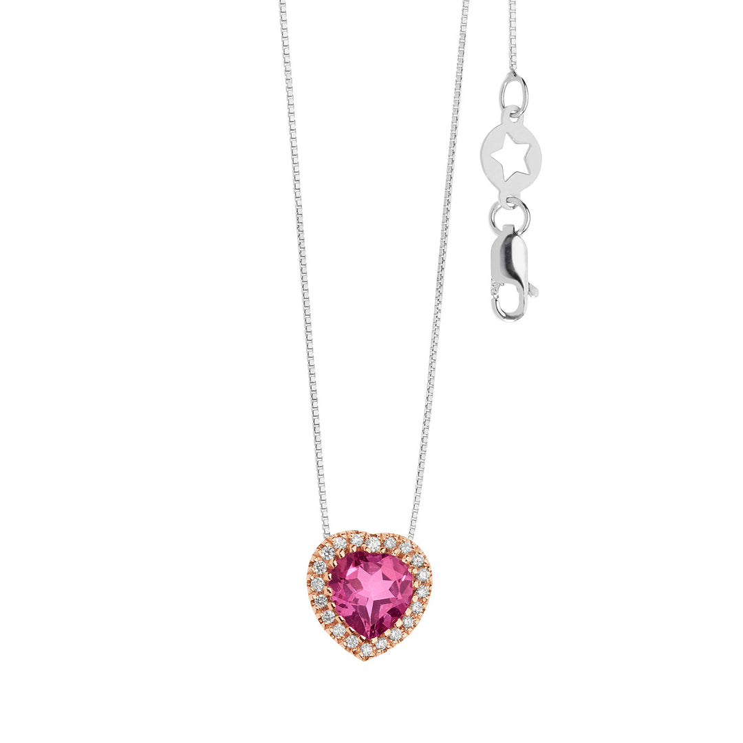 Comete Girocollo in Oro Diamanti e Topazio Rosa cuore GLB1578