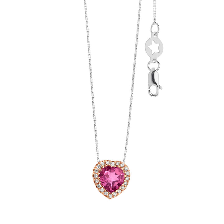 Comete Girocollo in Oro Diamanti e Topazio Rosa cuore GLB1578