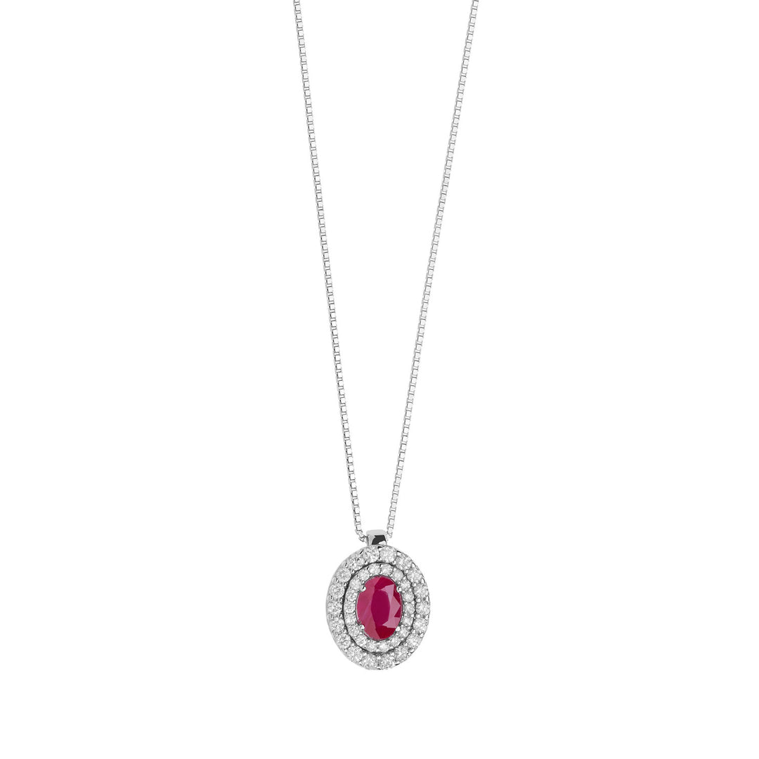 Comete Necklace in Gold, Diamonds and Oval Ruby GLB1473