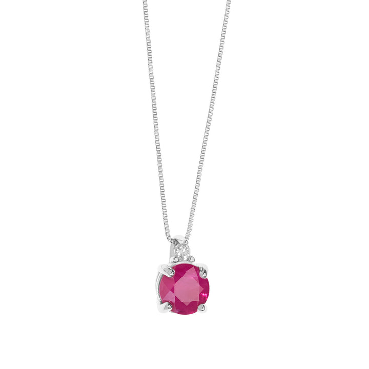 Comete Necklace in Gold Diamond and Round Ruby GLB1502