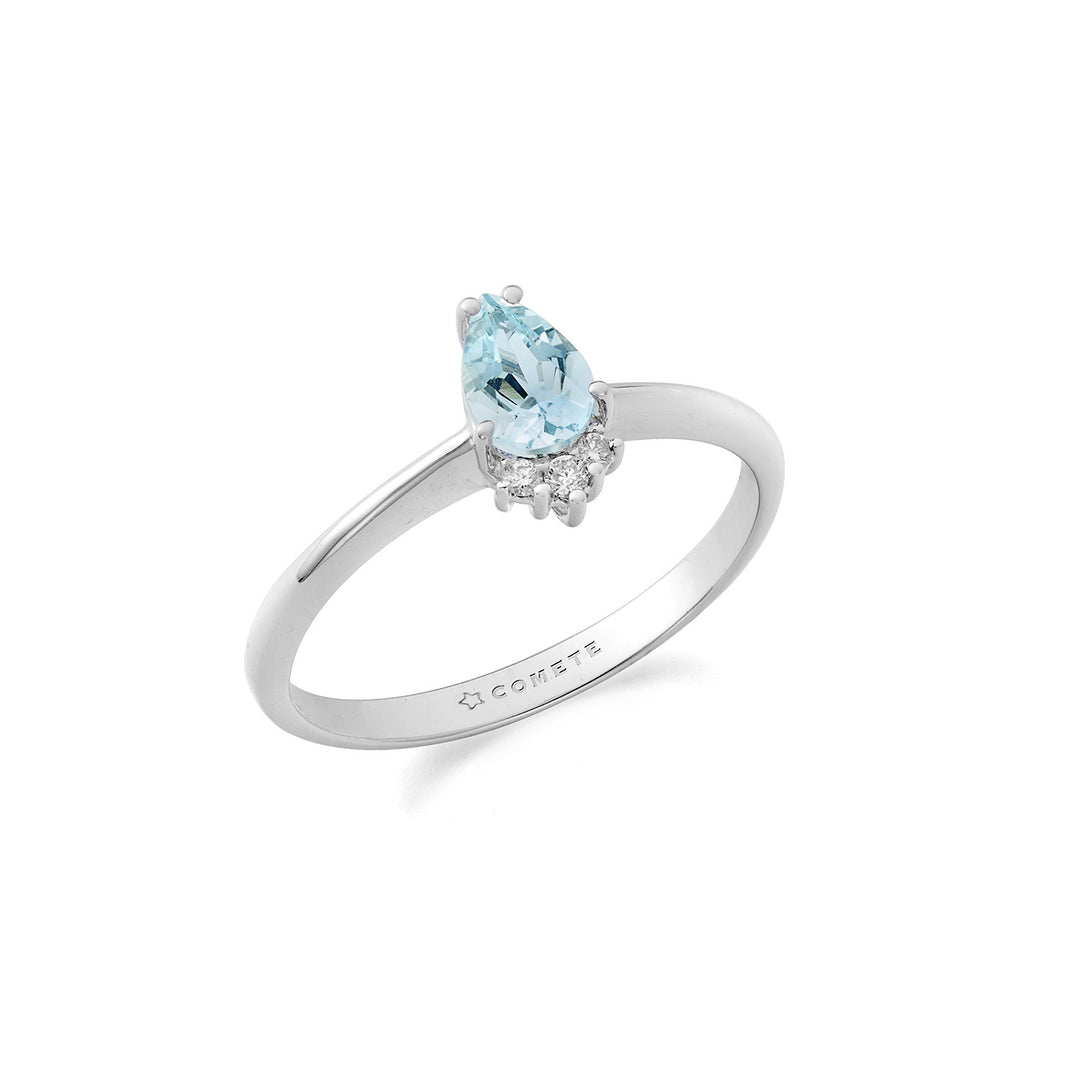 Comete Anello Oro 750‰, Diamanti e Acquamarina goccia ANQ359