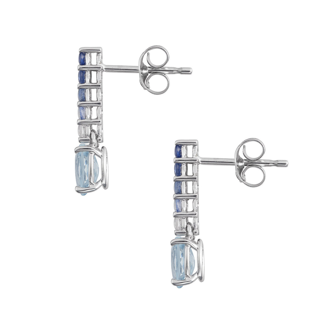 Comete Earrings 750‰ Gold. Gradé sapphires and oval aquamarine ORQ267