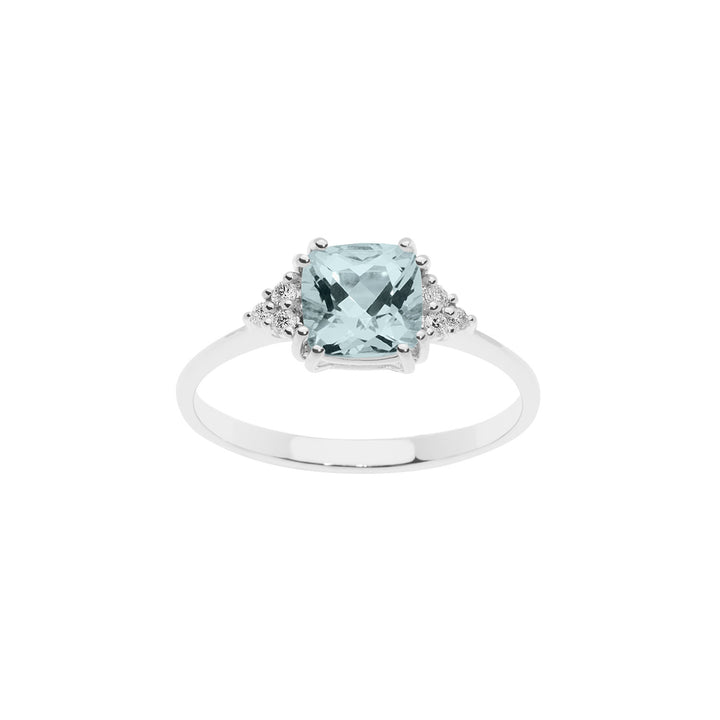 Comete-Goldring mit Diamanten und Aquamarin im Altschliff ANQ308