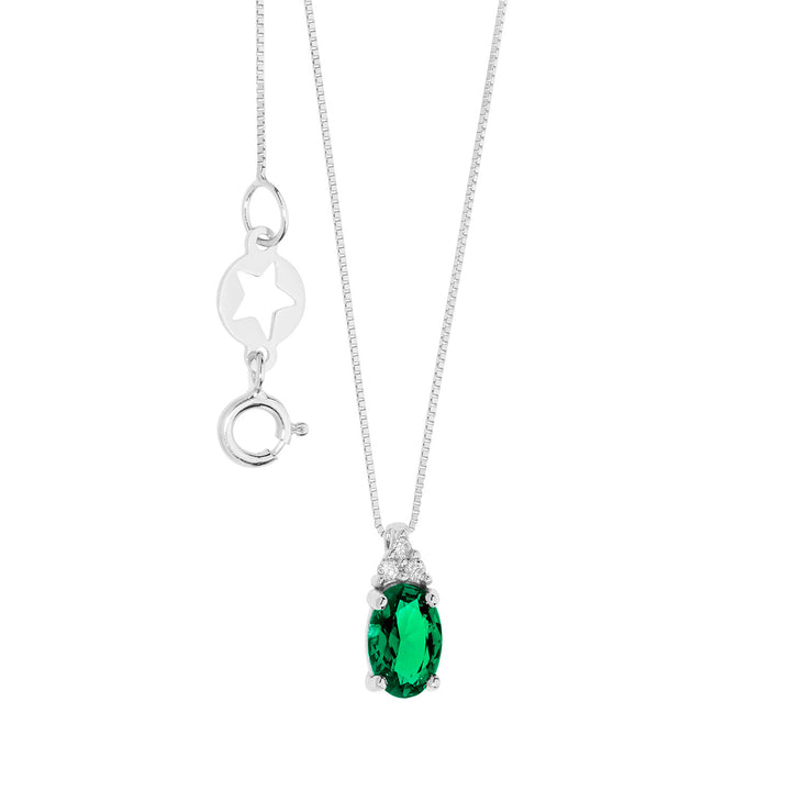 Comete Collana in Oro Diamanti e Smeraldo ovale GLB1617
