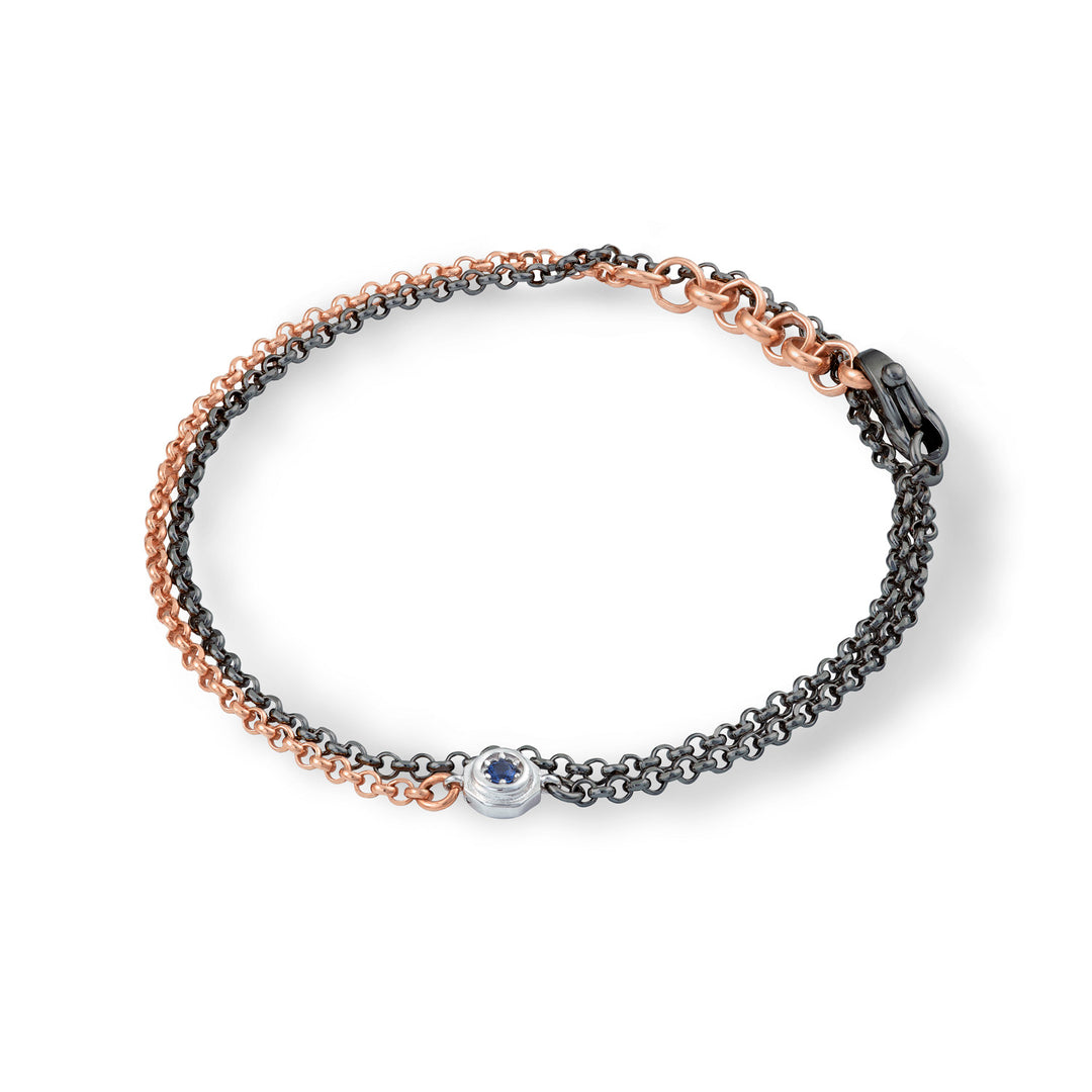 Comete Bracelet in double, rosé and burnished silver UBR1046