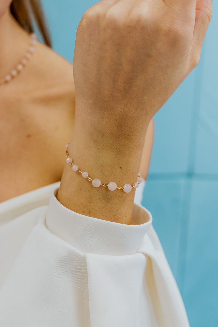 Comete Bracciale Argento 925‰ con con Quarzo rosa e Giada colorata BRA277