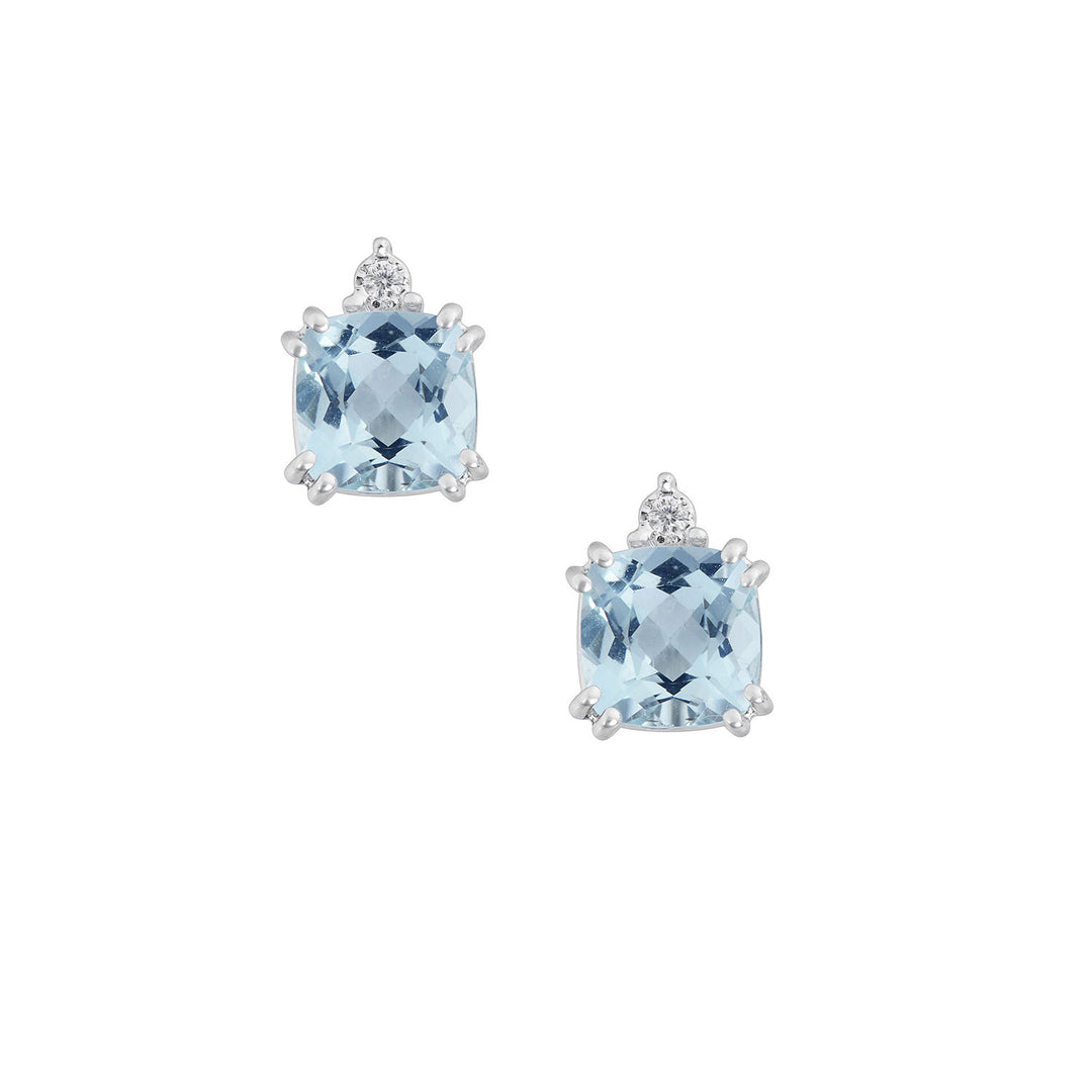 Comete Aquamarin-Ohrringe im Antikschliff aus Gold und weißen Diamanten ORQ274