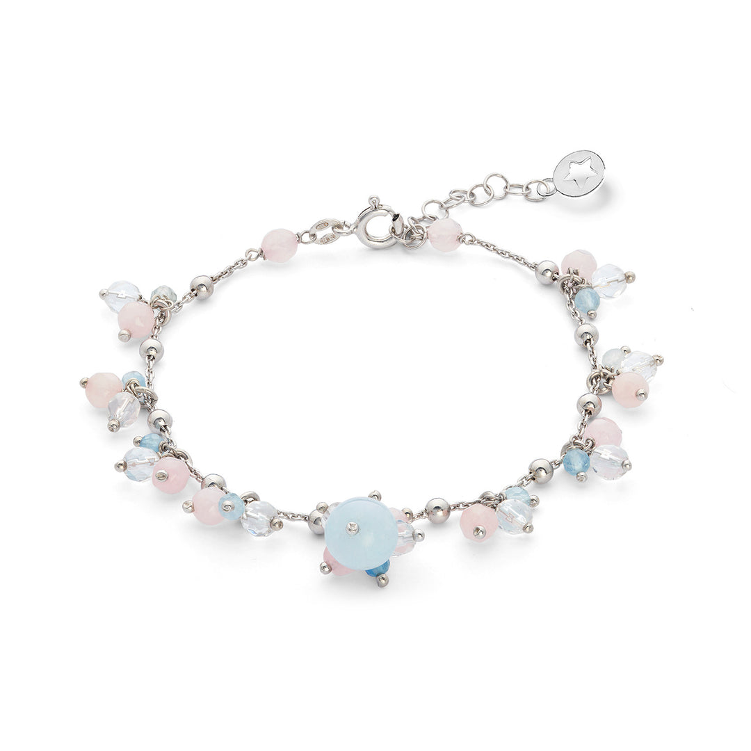 Comete-Armband 925‰ Silber mit Aquamarin, Bergkristall, farbiger Jade BRA273