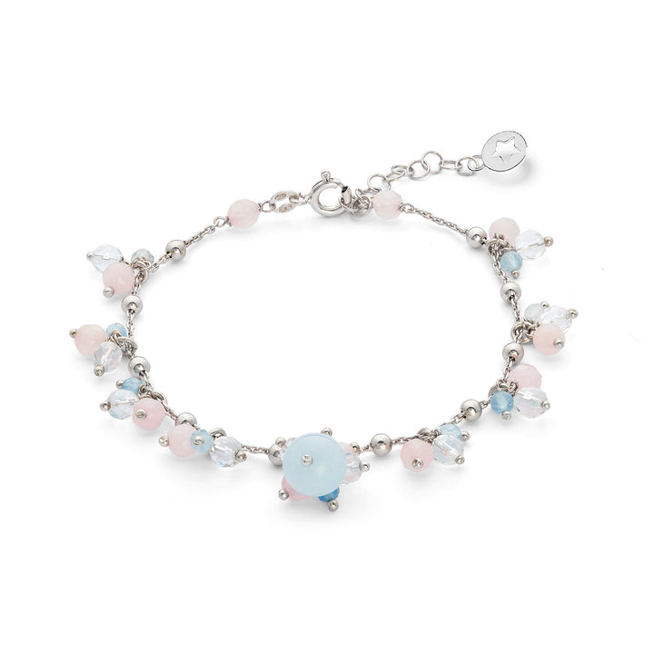 Comete-Armband 925‰ Silber mit Aquamarin, Bergkristall, farbiger Jade BRA273