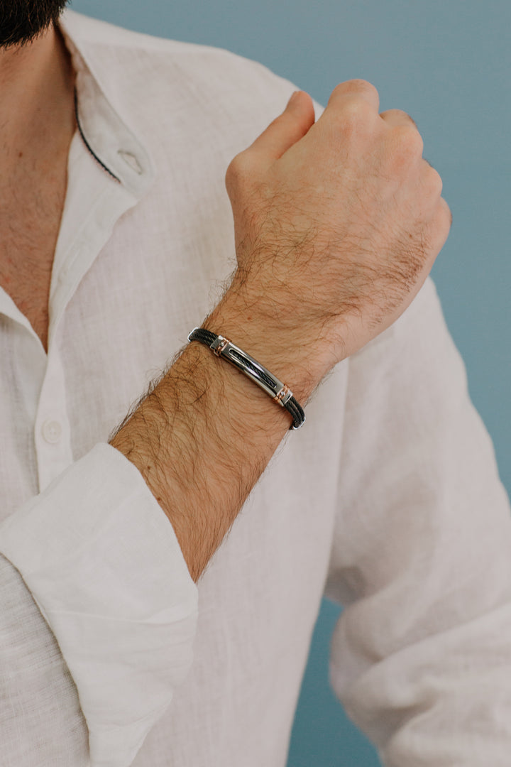 Comete Bracciale cavetti in Acciaio e PVD nero UBR960