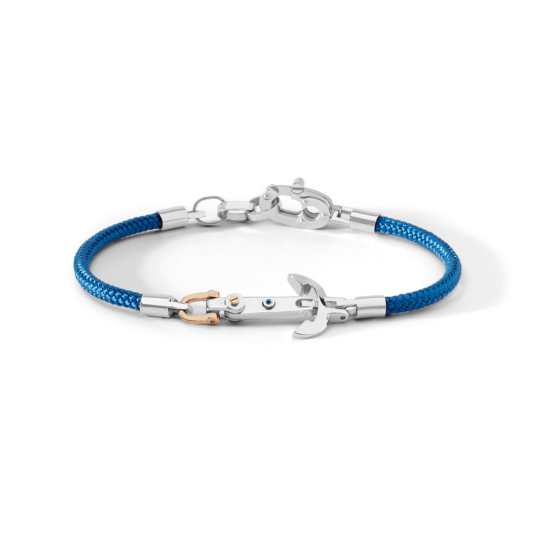 Comete Bracciale Ancora in Acciaio e cordino azzurro UBR841