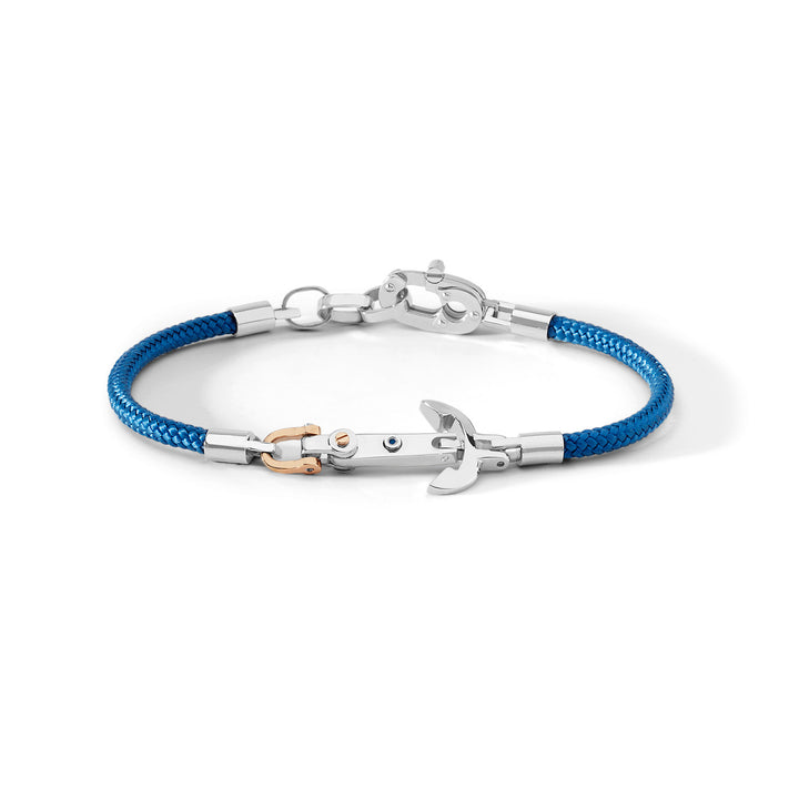 Comete Bracciale Ancora in Acciaio e cordino azzurro UBR841