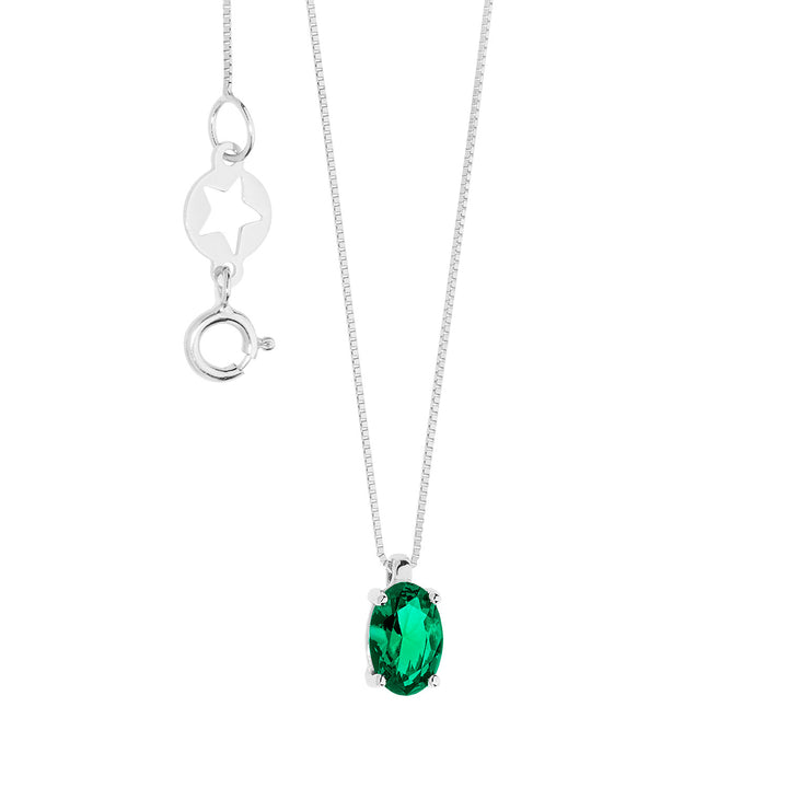 Collier ovale Comete en or et émeraude GLB1620