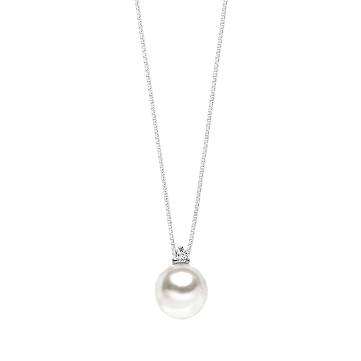 Comete Collana Punto luce Perla in Oro e Diamante GLP433