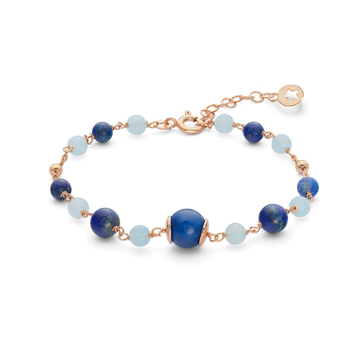 Comete-Armband 925‰ Silber mit Aquamarin, Lapis, farbigem Quarz BRA269