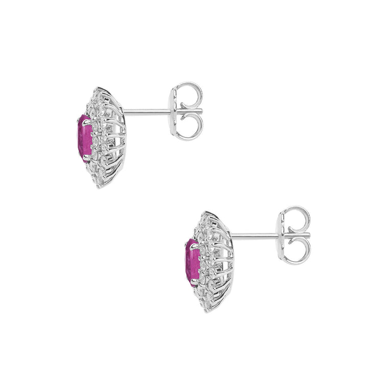 Comete Gold Earrings with Diamonds and Oval Rubies ORB1057