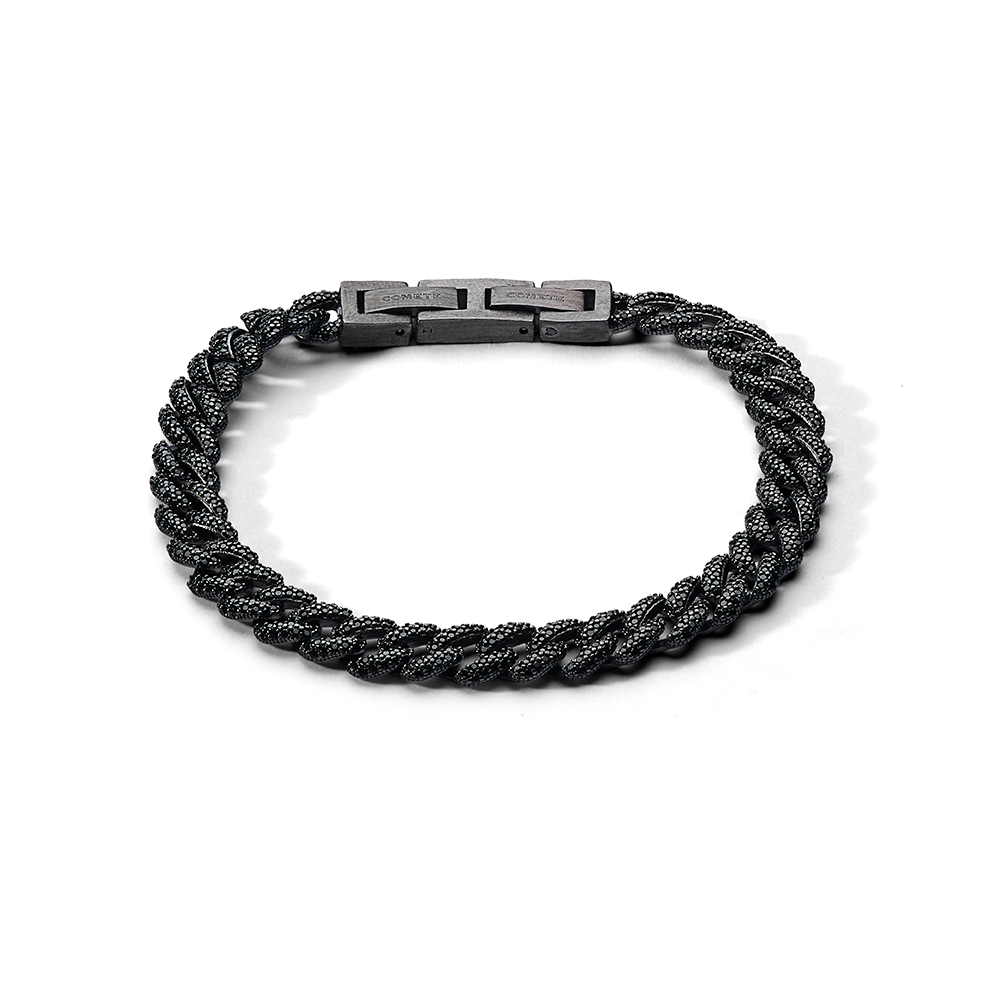Comete Bracciale in Argento 925‰ rutenio, acciaio pvd nero con zirconi neri UBR1294M17