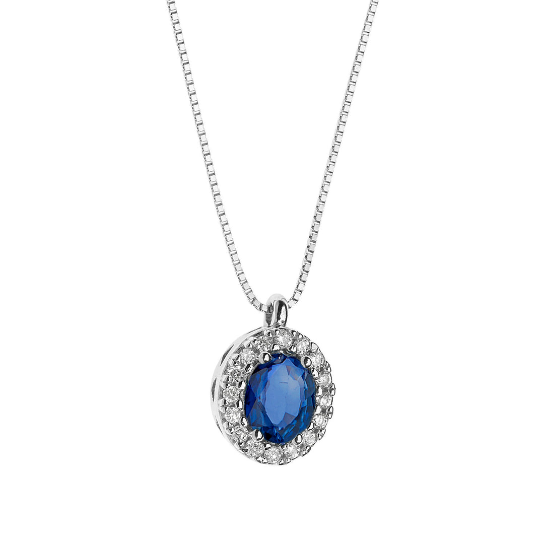 Comete Collana in Oro Diamanti e Zaffiro blu ovale GLB1671