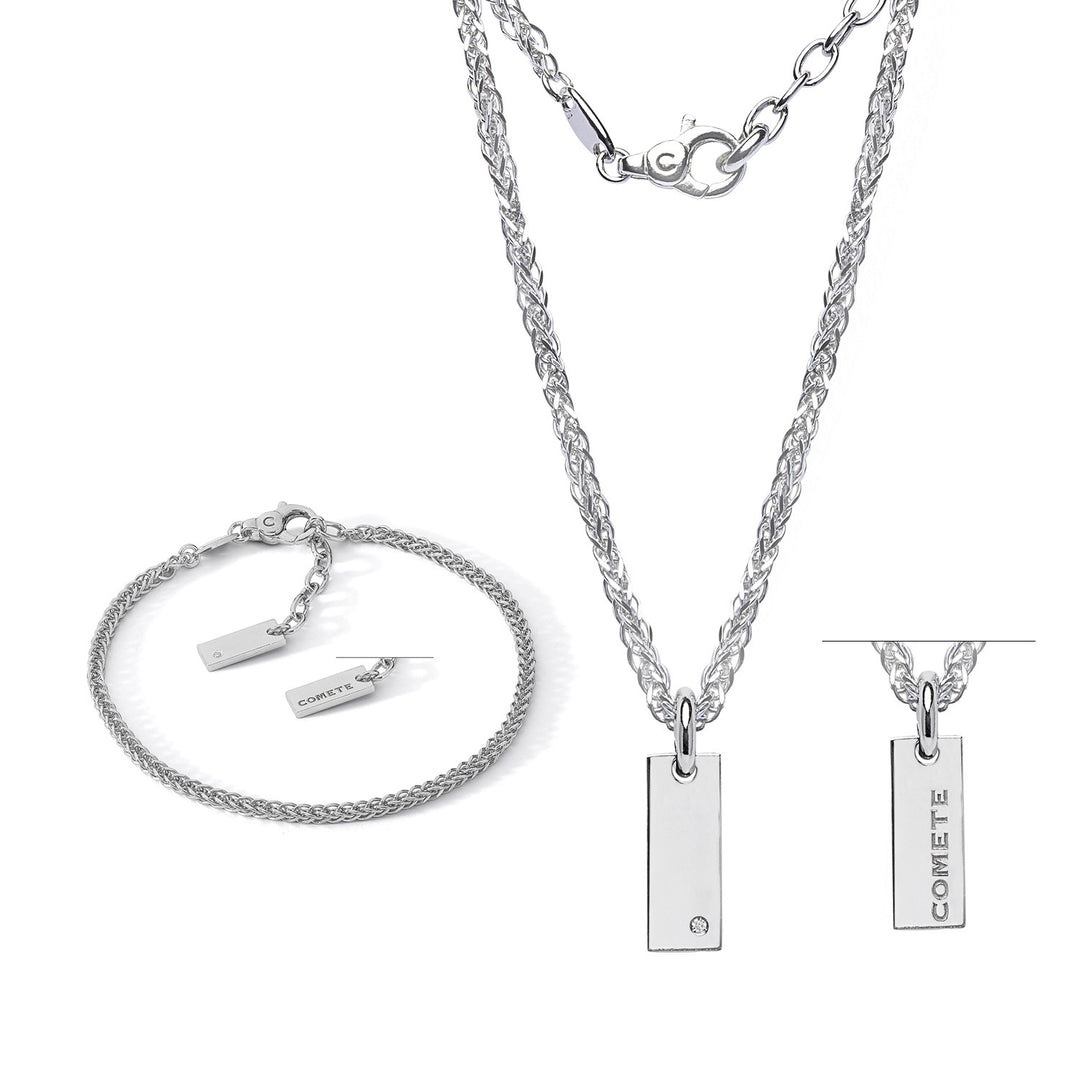 Comete Bracelet, Necklace in 925‰ Silver and White Diamond KIT7491257
