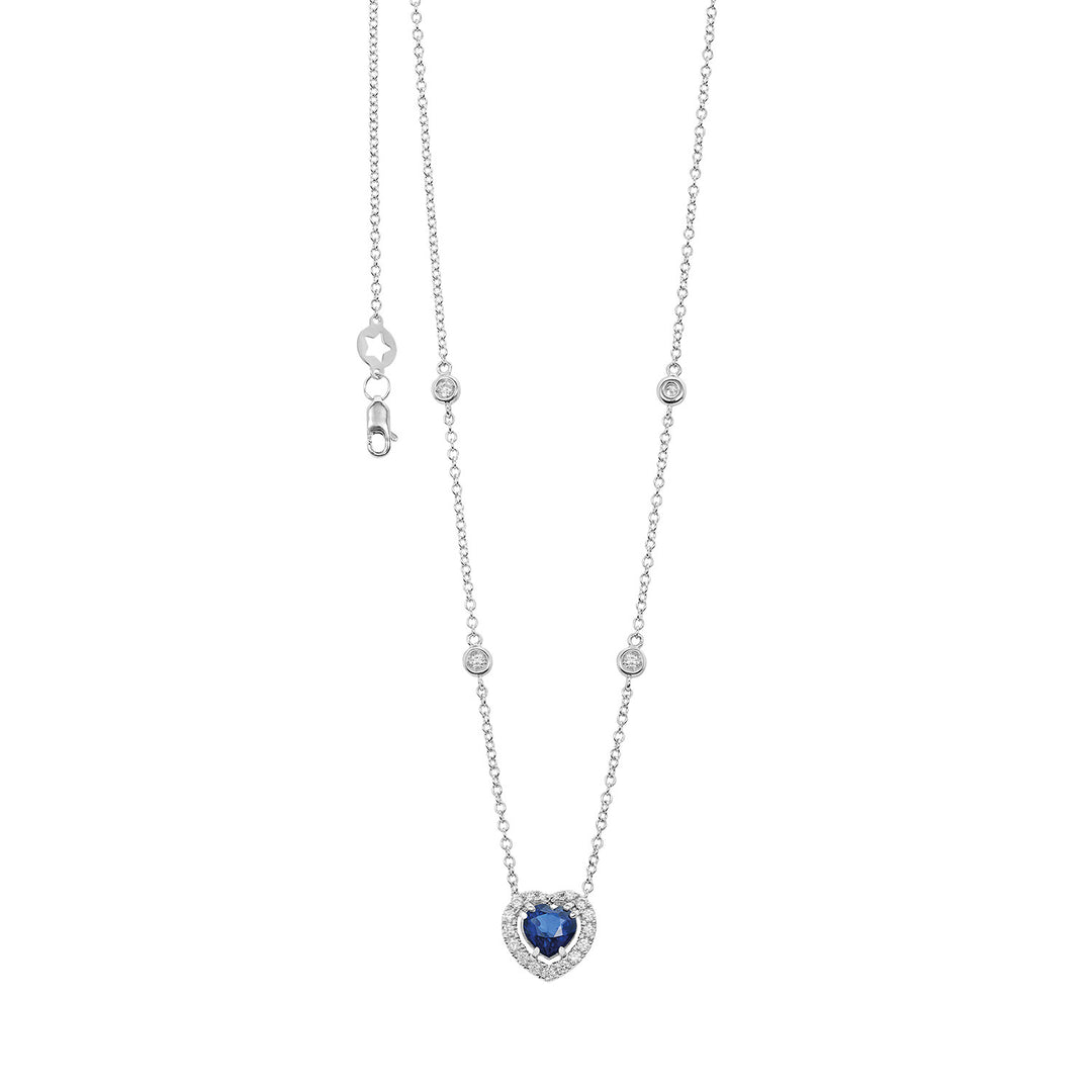 Collier Comète en Or 750‰ avec Saphir Forme Coeur et Diamants GLB1716