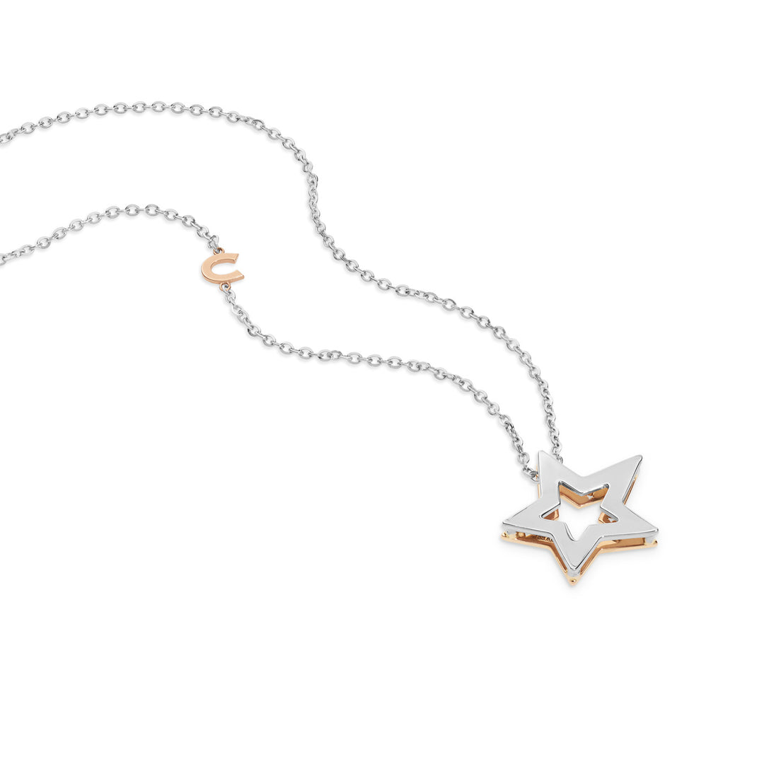 Comete-Halskette aus Weiß- und Roségold mit Diamanten GLB1447