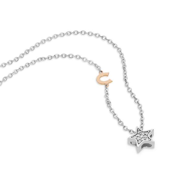 Collier Comete en or blanc et rose avec diamants GLB1446