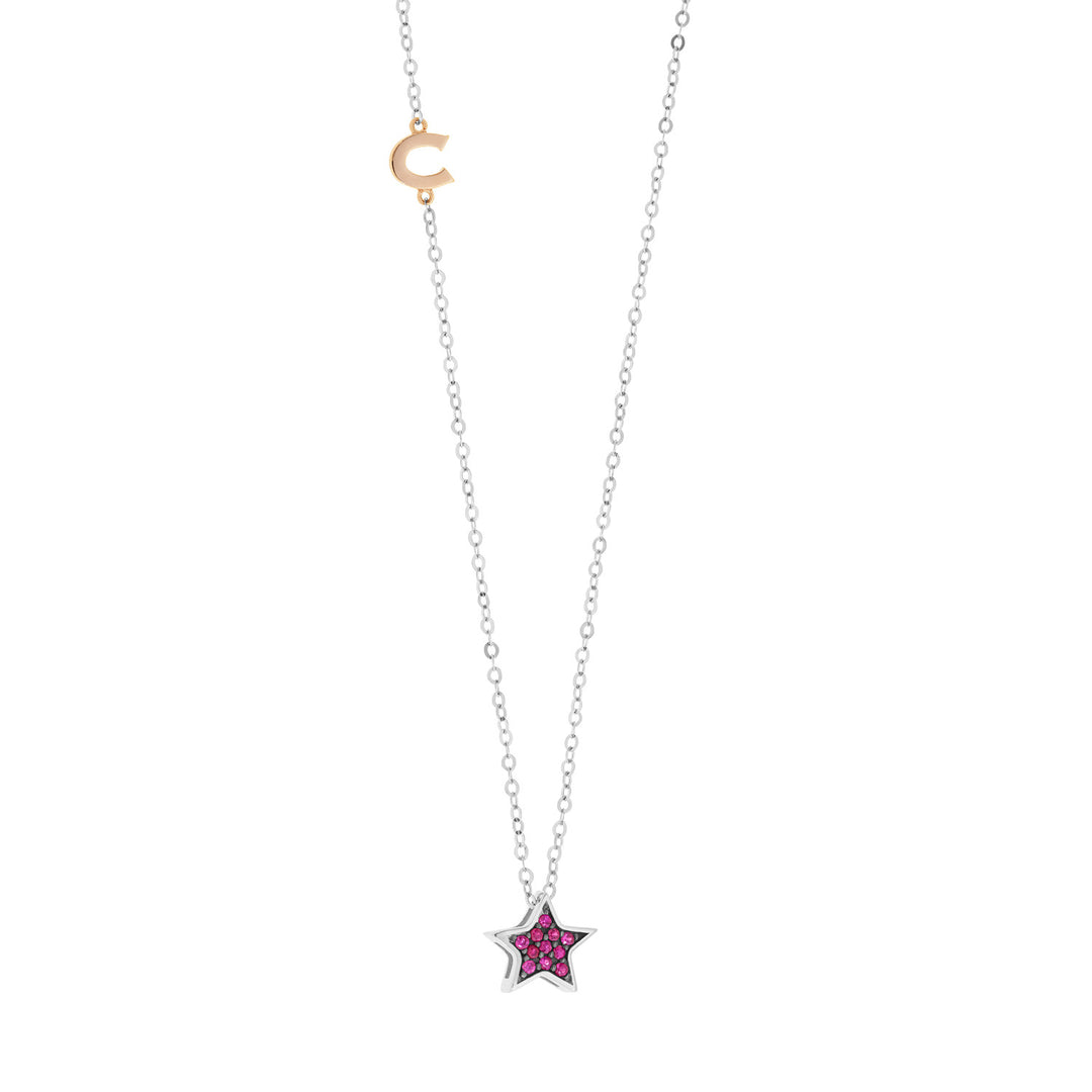 Collier Comete en or blanc et rubis GLB1505