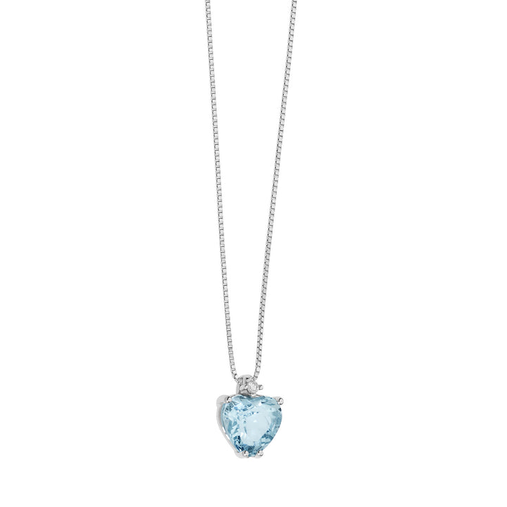 Comete Gold-Diamant- und Aquamarin-Herz-Halskette GLQ272