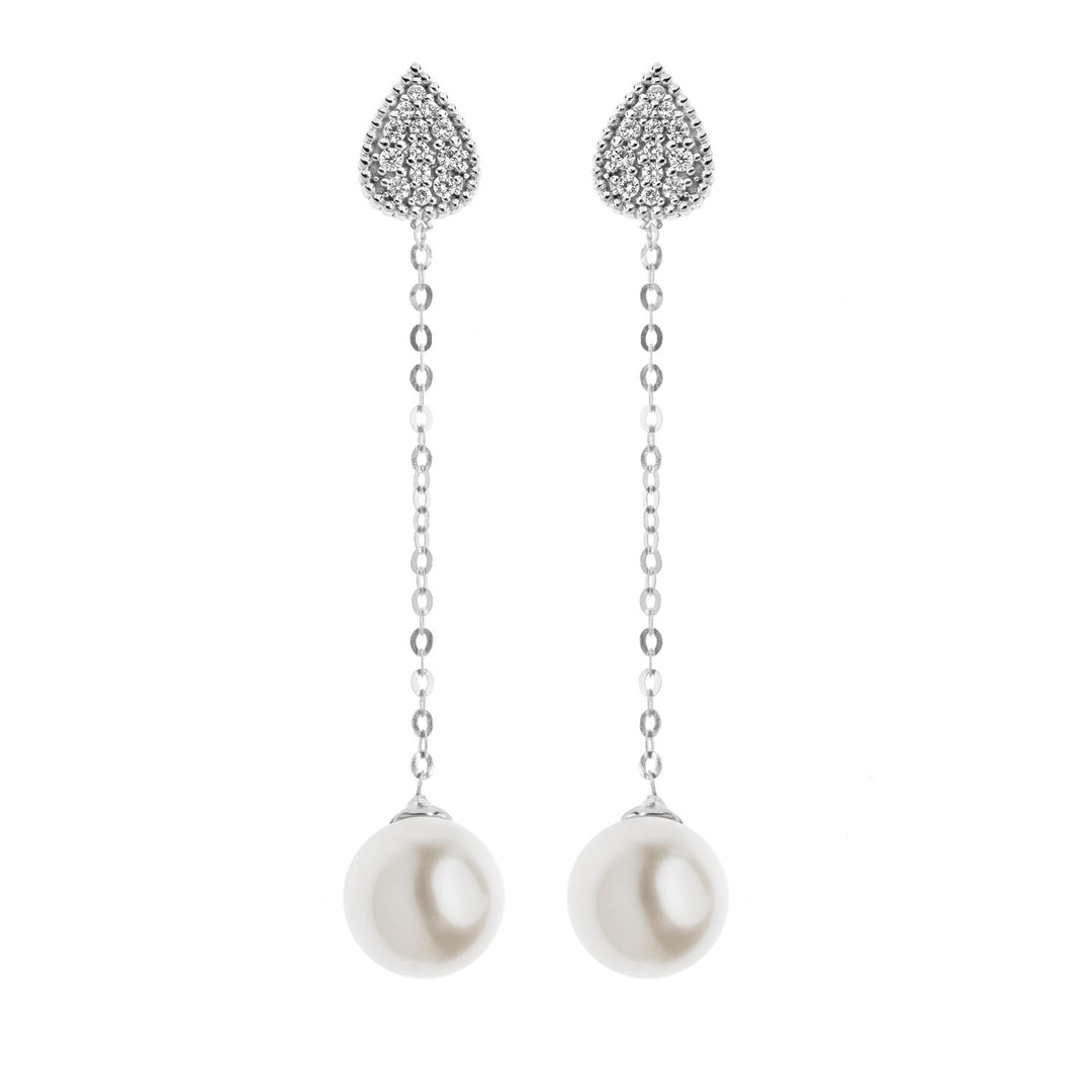 Comete Orecchini pendenti con Perle in Oro bianco con Diamanti ORP579