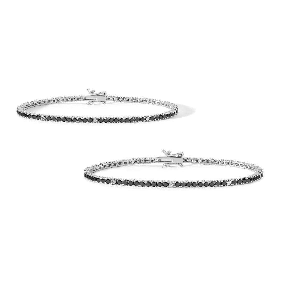 Comete Tennis Men and Women in 925‰ Silver and black and white zircons KIT176M16900