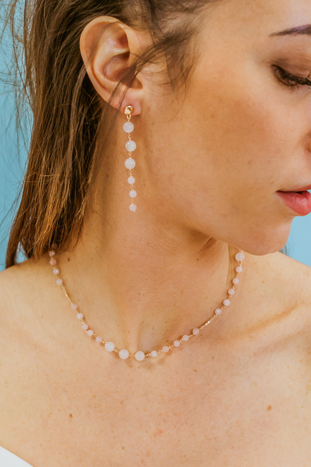 Comete Orecchini Argento 925‰ con con Quarzo rosa e Giada colorata ORA226
