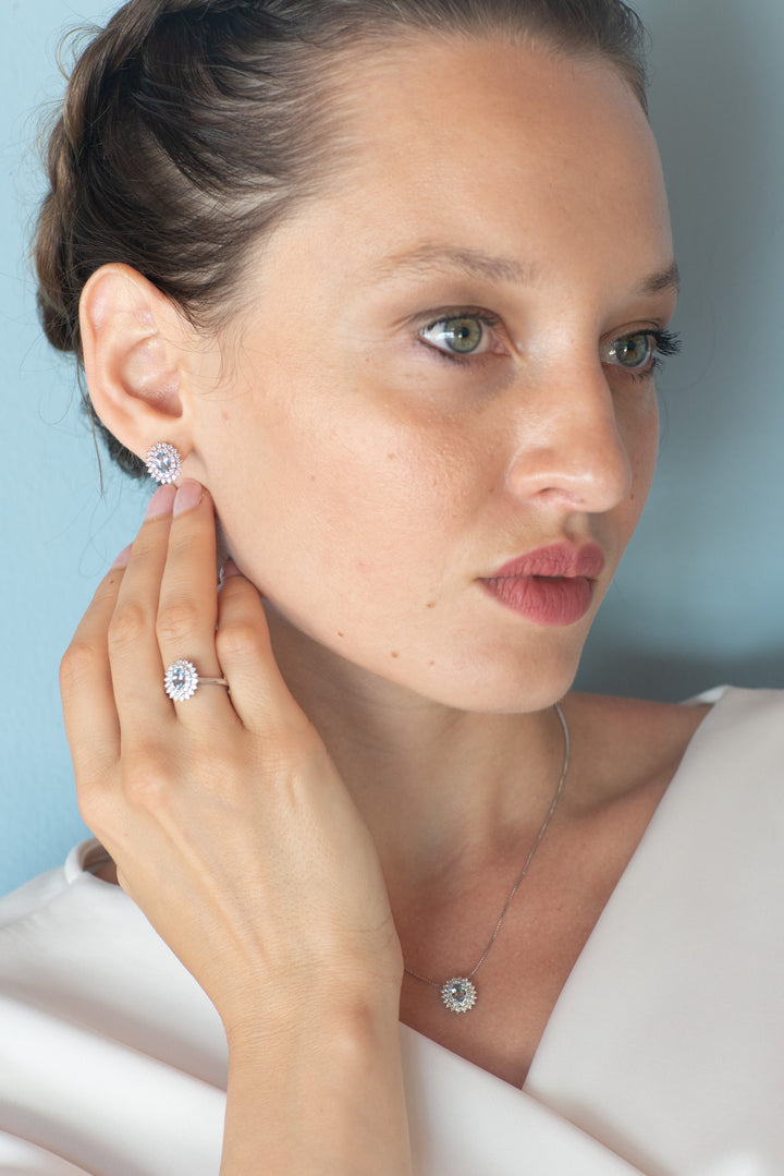 Bague Comete Or Diamants Aigue-marine ovale ANQ323