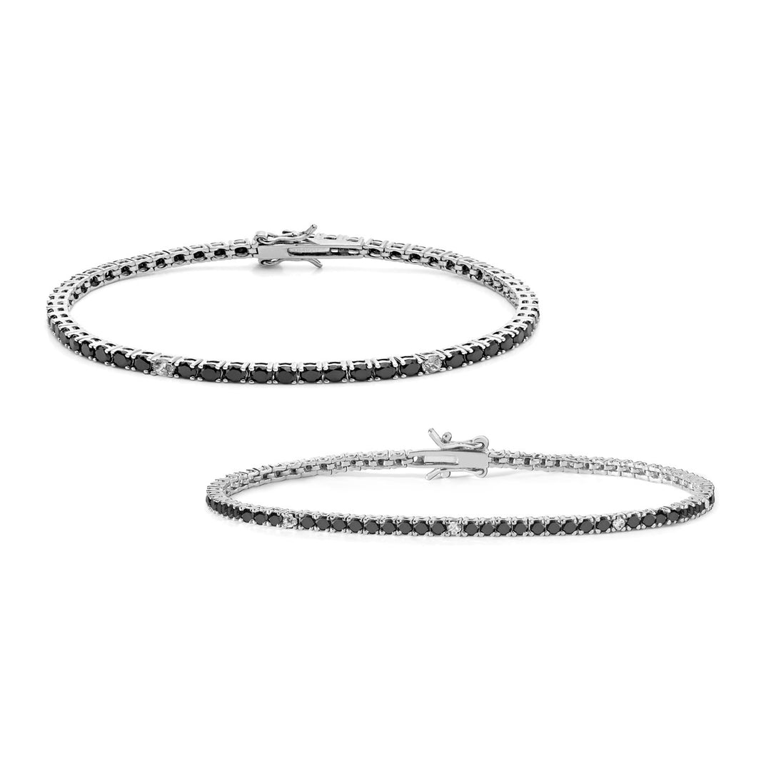Comete Tennis Uomo e Donna in Argento 925‰ e zirconi neri e bianchi KIT176M16990M19