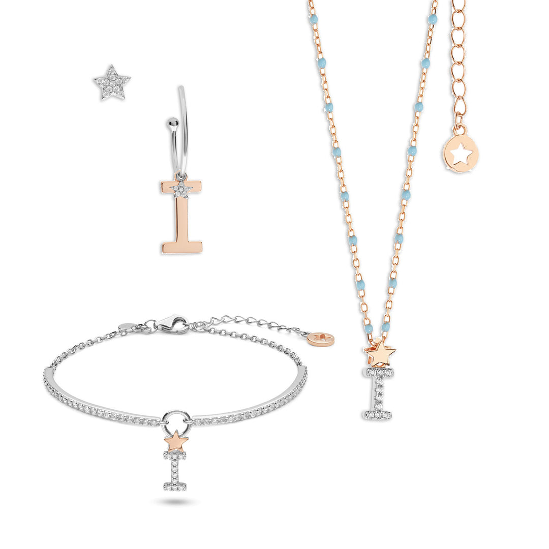 Comete Collana, orecchini e bracciale in Argento Lettera I KIT181156185