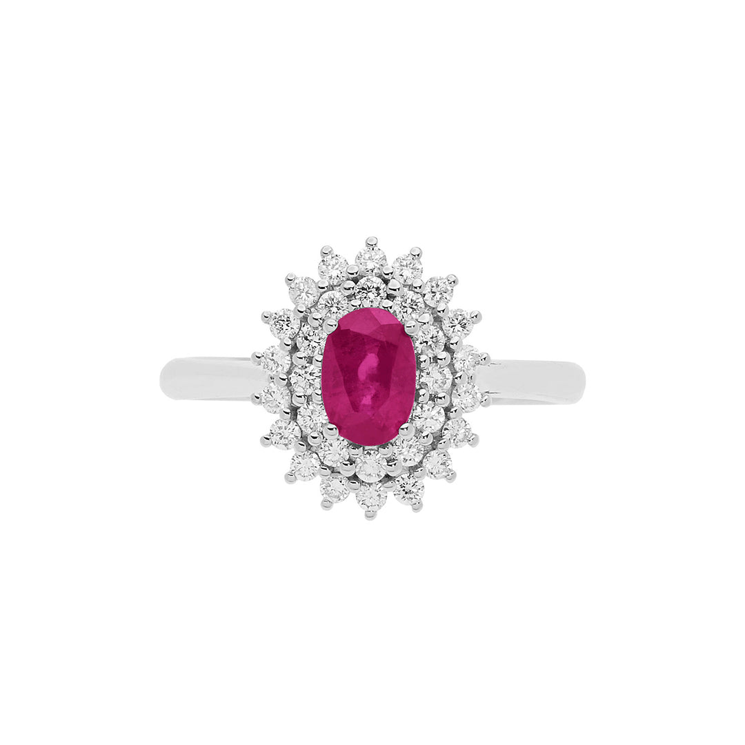 Comete Ring in Gold, Diamonds and Oval Ruby ANB2622