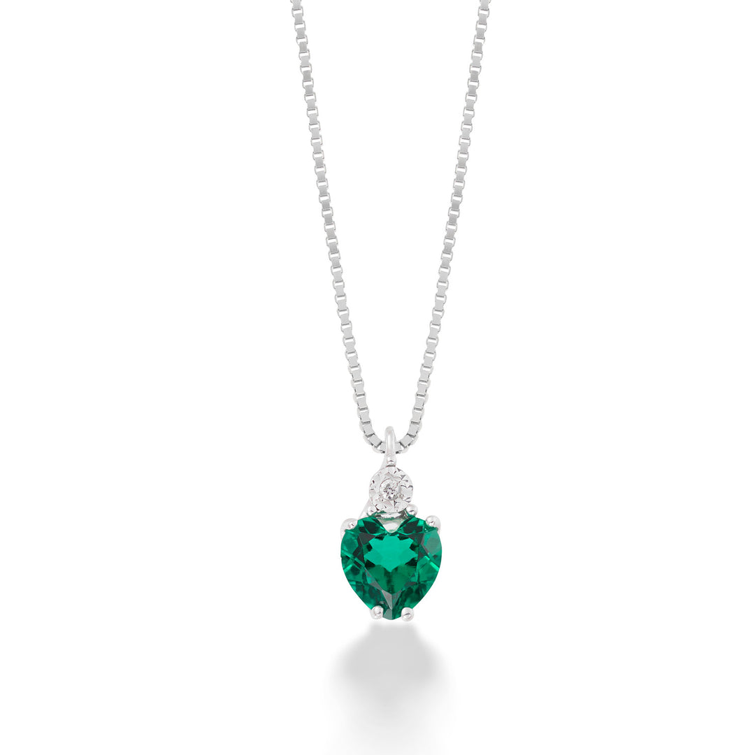 Comete Necklace in white gold, diamonds and recrystallized emerald KGLB1424