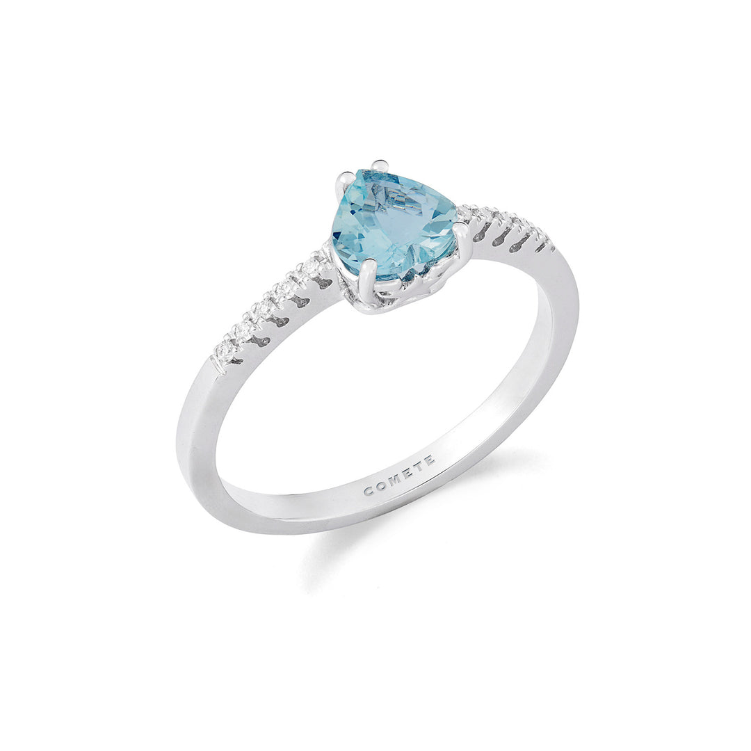 Bague coeur Comete Aigue-marine en or et diamants blancs ANQ354