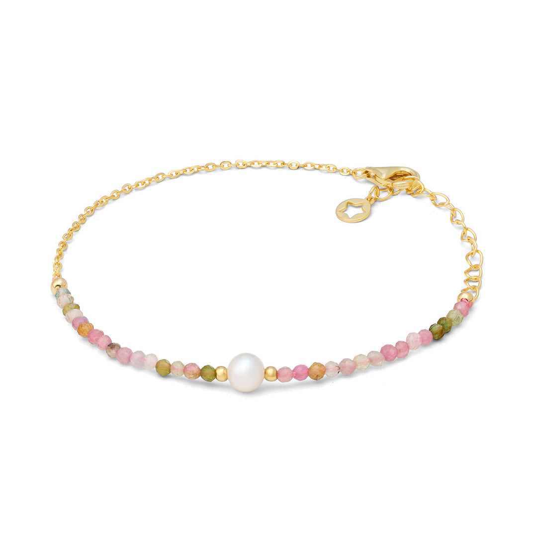 Comete Bracciale in argento 925‰ dorato con tormalina multicolor e perla BRA288