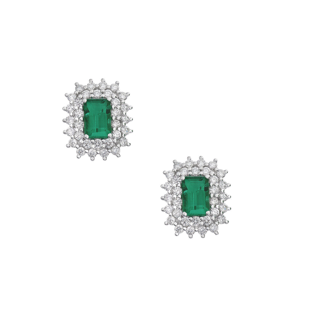 Comete Earrings White gold, diamonds and octagonal emerald ORB1108