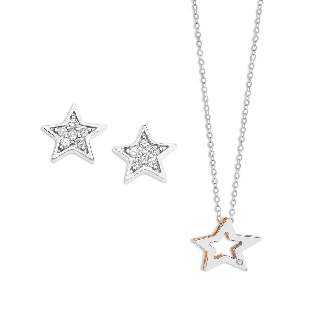 Comete Orecchini con Collana in Oro bianco e rosè con Diamante KIT1449920