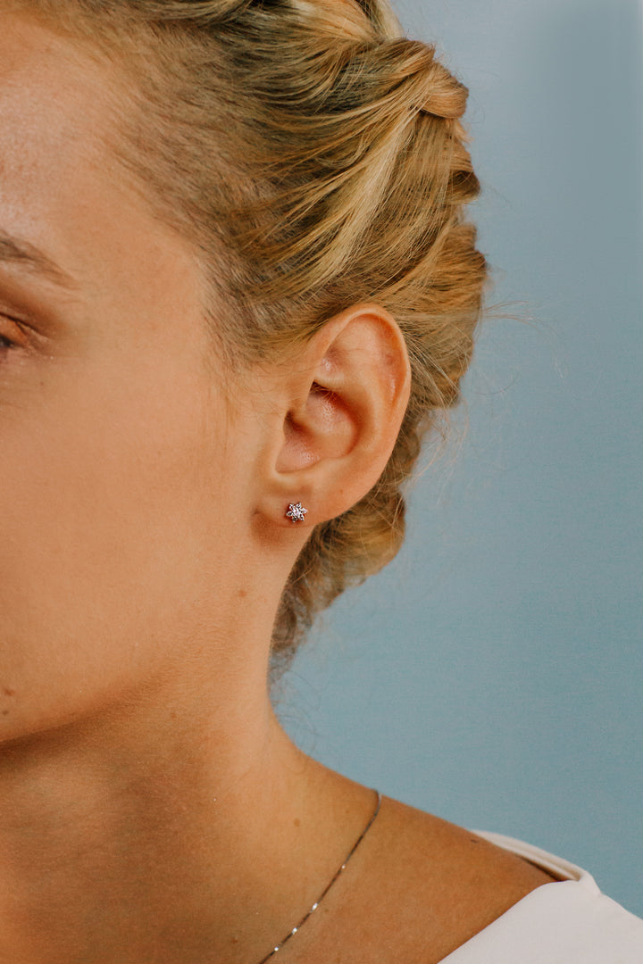 Comete Flower earrings in rose gold and diamonds ORB604