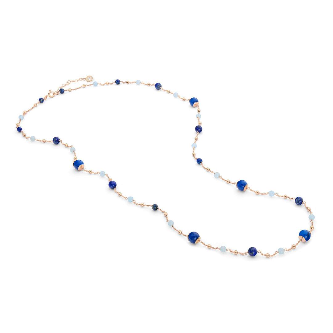 Collier Comète Argent 925‰ avec Aigue-Marine, Lapis, Quartz coloré GLA268