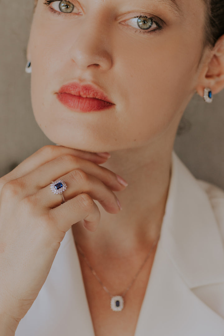 Bague Comete en or avec diamants et saphir octogonal ANB2623