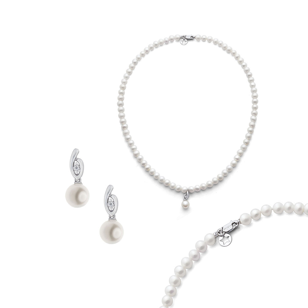Comete Collana filo Perle e Orecchini in Oro 750‰ e Diamanti bianchi KIT382769