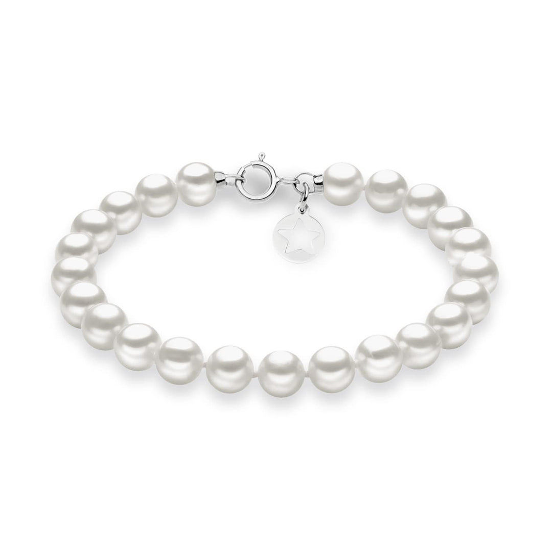 Comete-Armband aus 375‰ Weißgold, Perlen und Sternanhänger aus Silber KBRQ109AM19