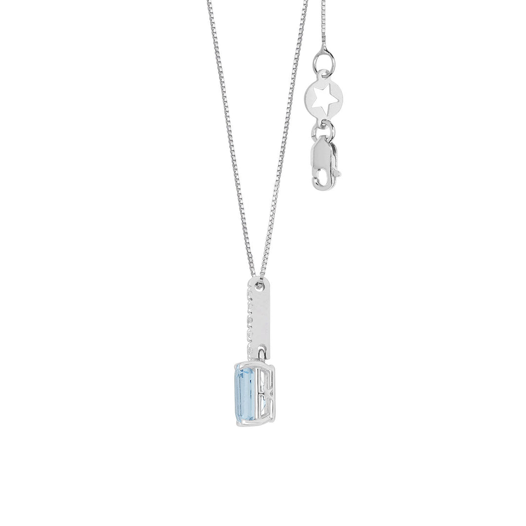 Collier aigue-marine octogonale Comete en or et diamants GLQ318