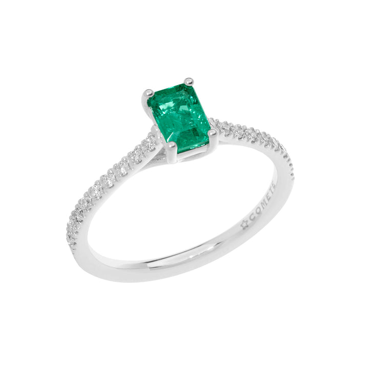 Bague Comete en Or avec Diamants et Émeraude ANB2567