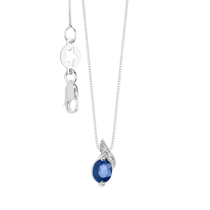 Comete-Halskette mit Saphir und Diamanten in Weißgold GLB1635